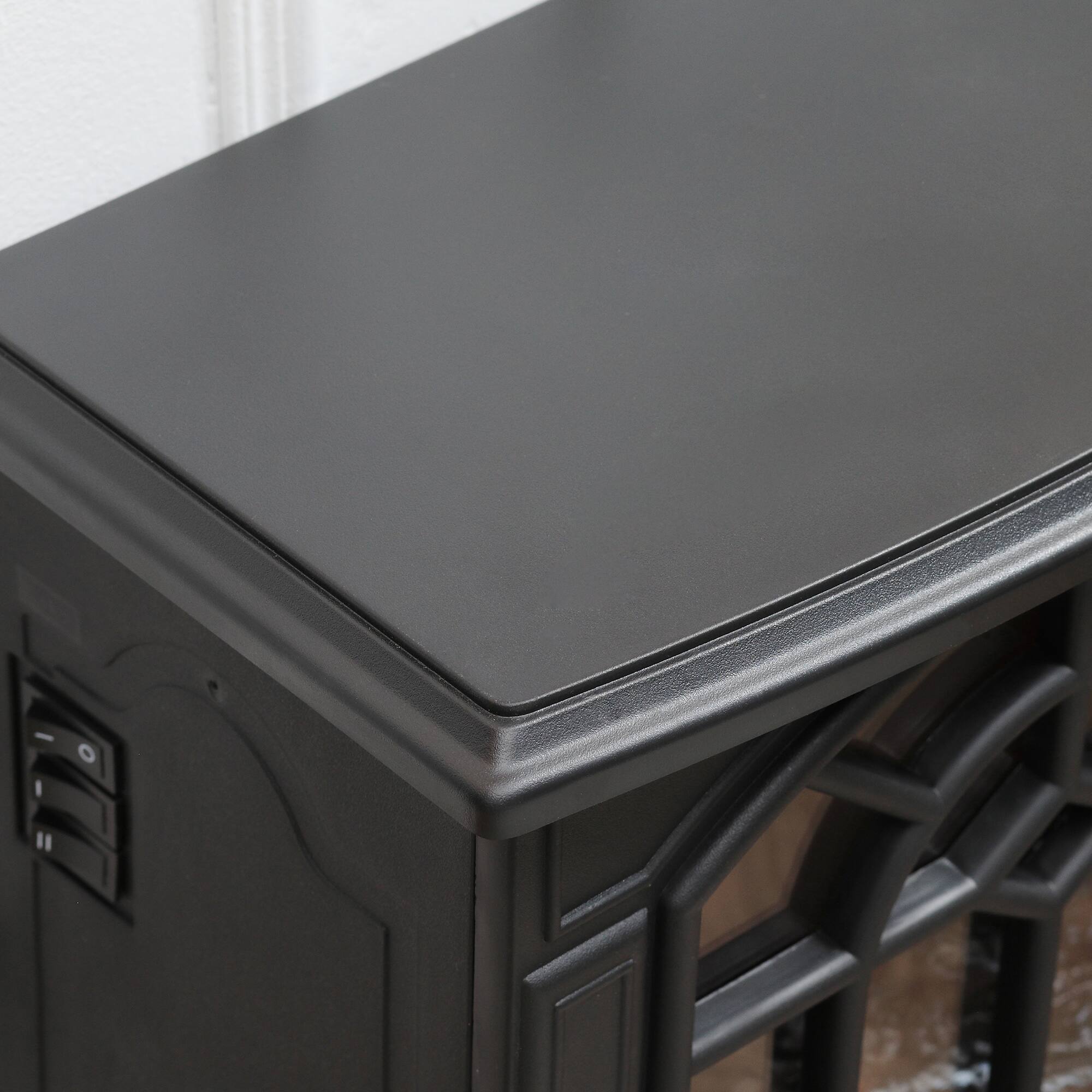 Alt View 5. Homcom - Electric Fireplace Stove, 18" Freestanding Fireplace Heater with Realistic Flame, Overheating Protection, Portable.