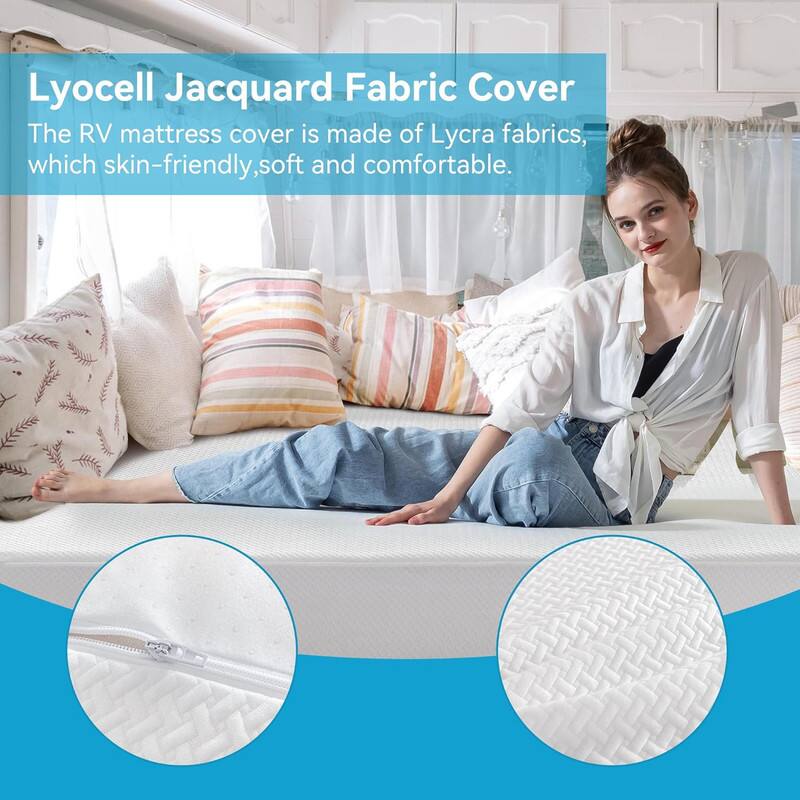 Lyocell Jacquard Fabric Cover
The RV mattress cover is made of Lycra fabrics, which is skin-friendly, soft and comfortable.