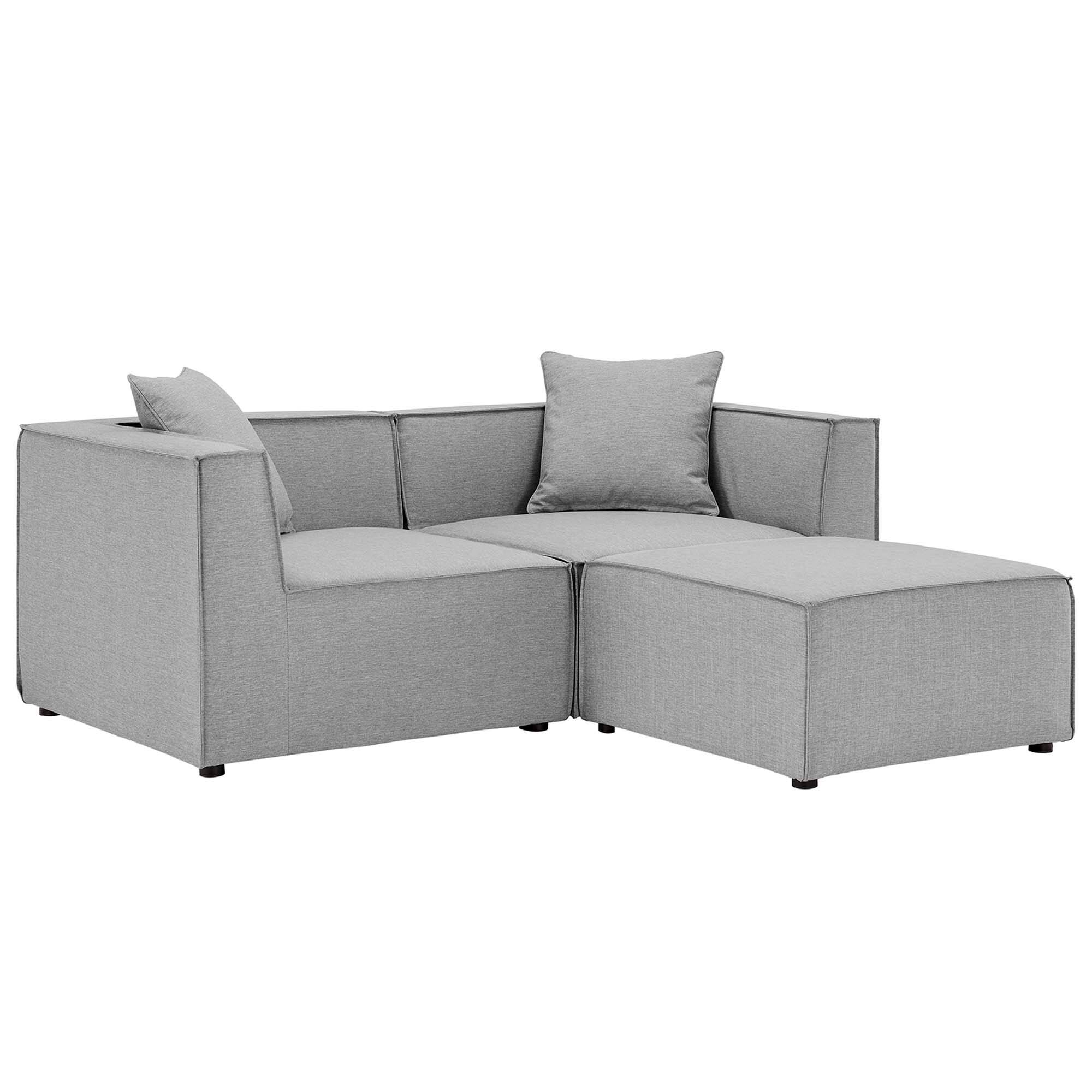Angle. Modway - Saybrook Outdoor Patio Upholstered Loveseat and Ottoman Set by Modway - Gray.