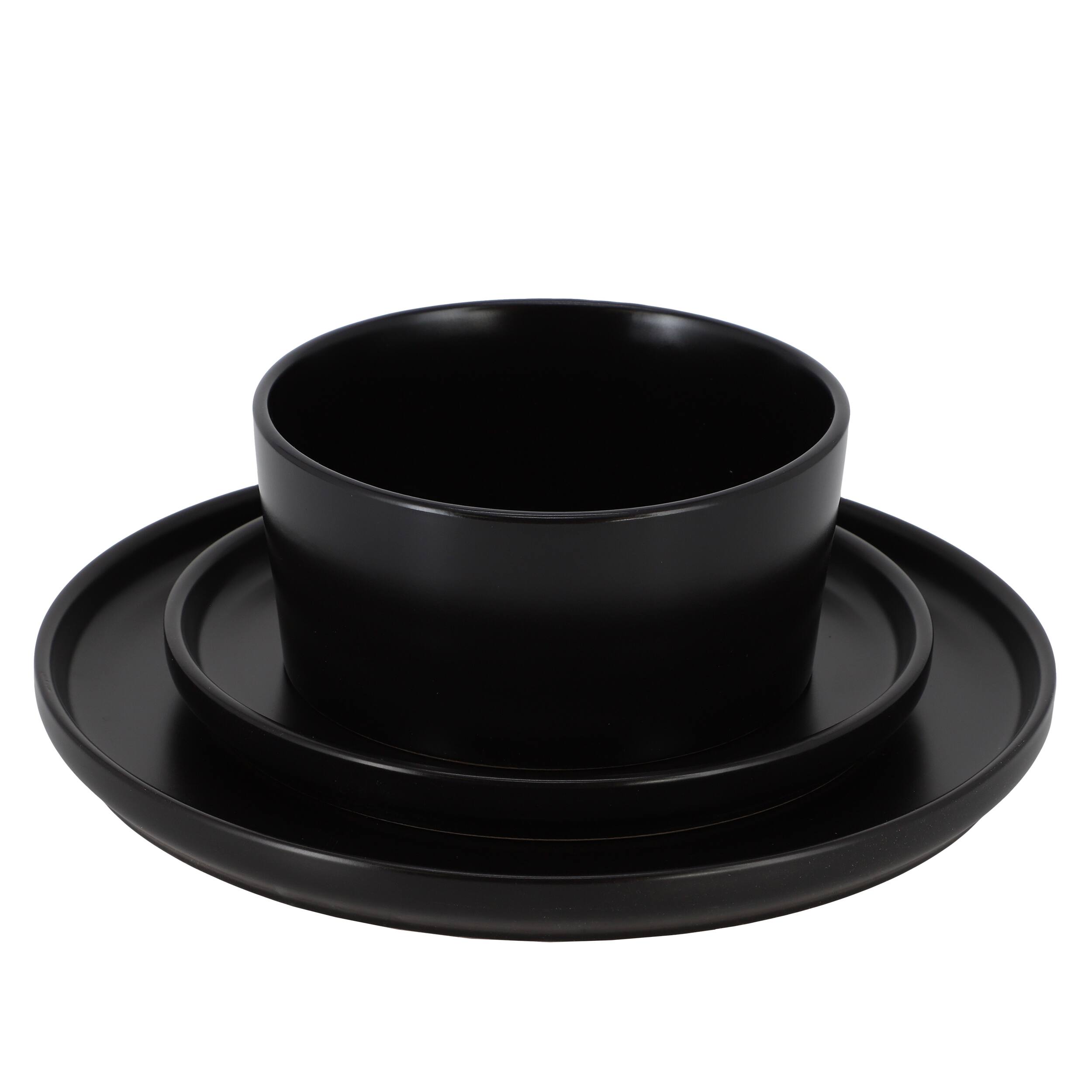 Alt View 2. Elama - Elama Josh 18 Piece Stoneware Dinnerware Set in Matte Black - Black.
