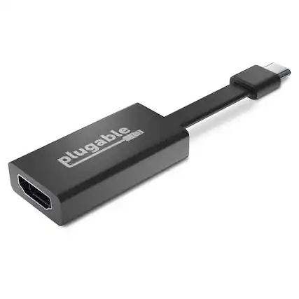 Front. Plugable - USB C to HDMI Adapter 4K 30Hz,Thunderbolt 3 to HDMI,Driverless - Black.