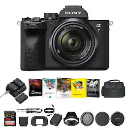 Sony - a7 IV Mirrorless Hybrid Digital Camera+Batteries+Corel Software+128GB Kit - Black
