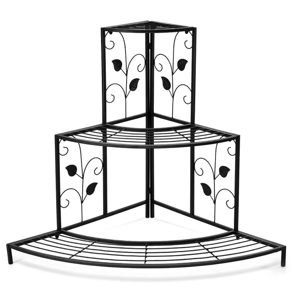 Kadyn - Raised Planter Stand, Large Space Flower Rack Shelf, 3 Tier Floral Corner Metal Plant Pot Rack