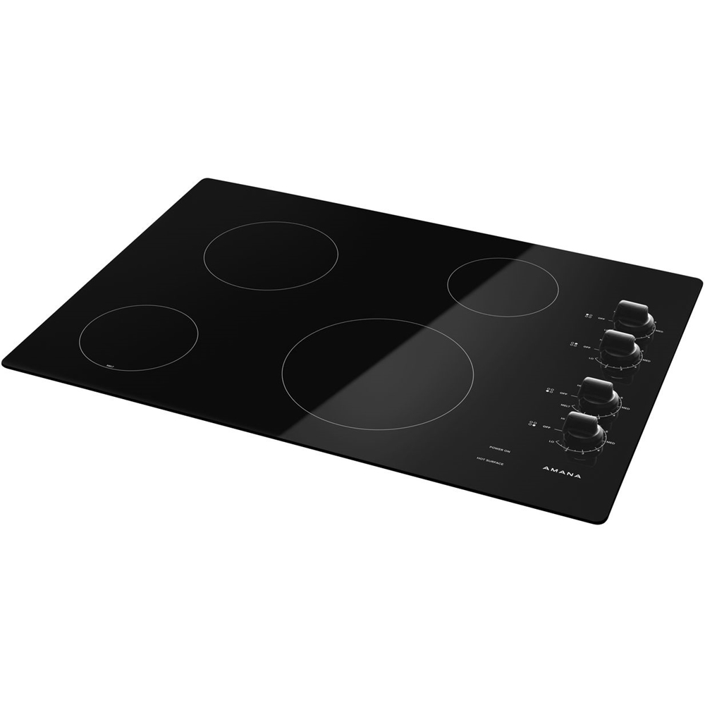 Angle View: GE - 36" Built-In Electric Cooktop - Black on Black