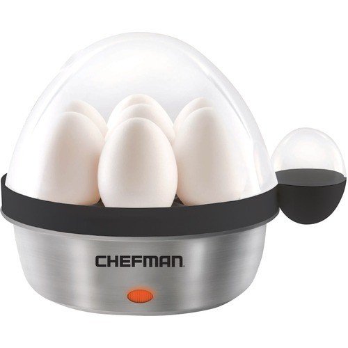 Chefman - Electric Egg Cooker - Black, Stainless - Larger Front