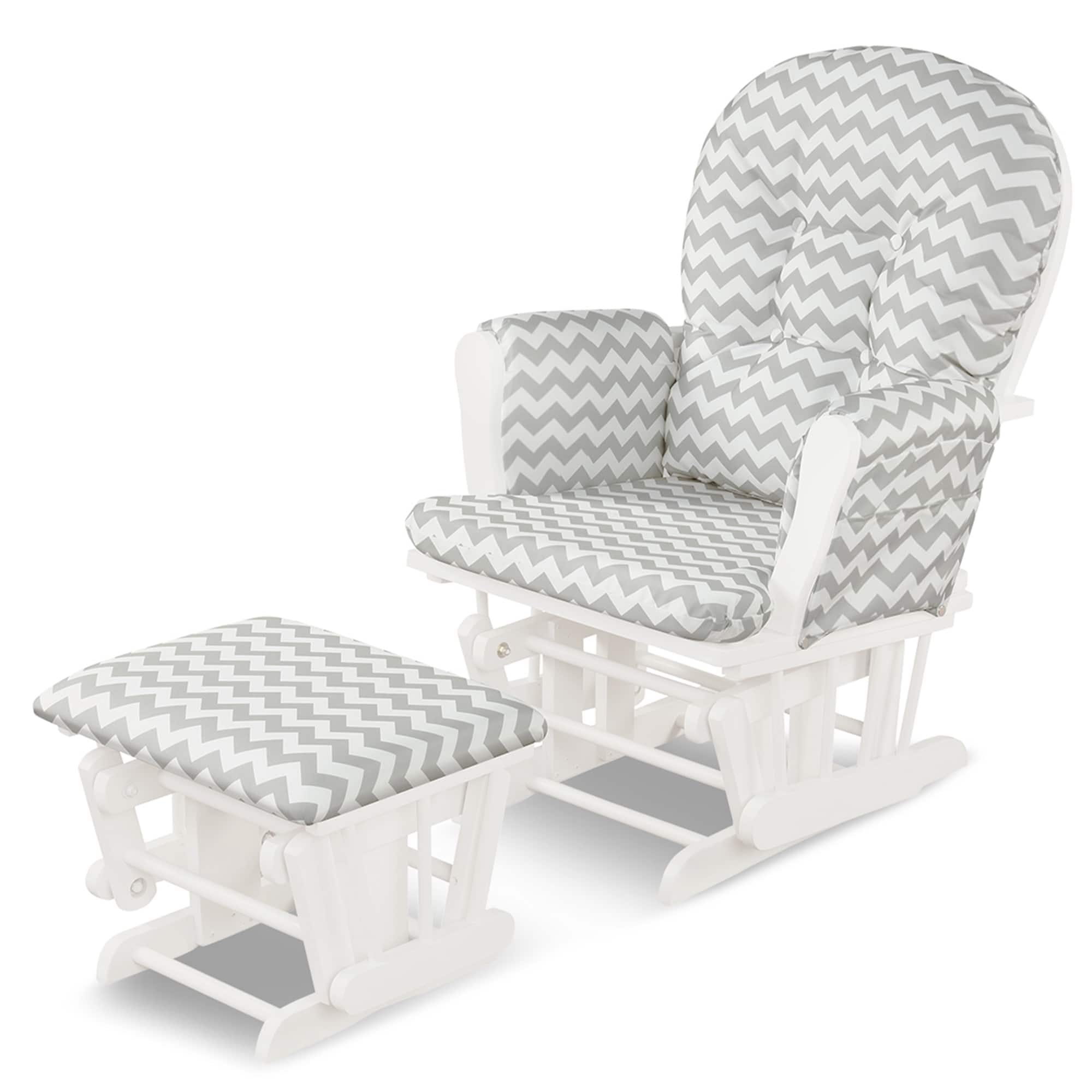 Front. Costway - Glider and Ottoman Cushion Set Wood Nursery Rocking Chair - Light Grey.