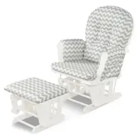 Costway - Glider and Ottoman Cushion Set Wood Nursery Rocking Chair - Light Grey - Front_Zoom