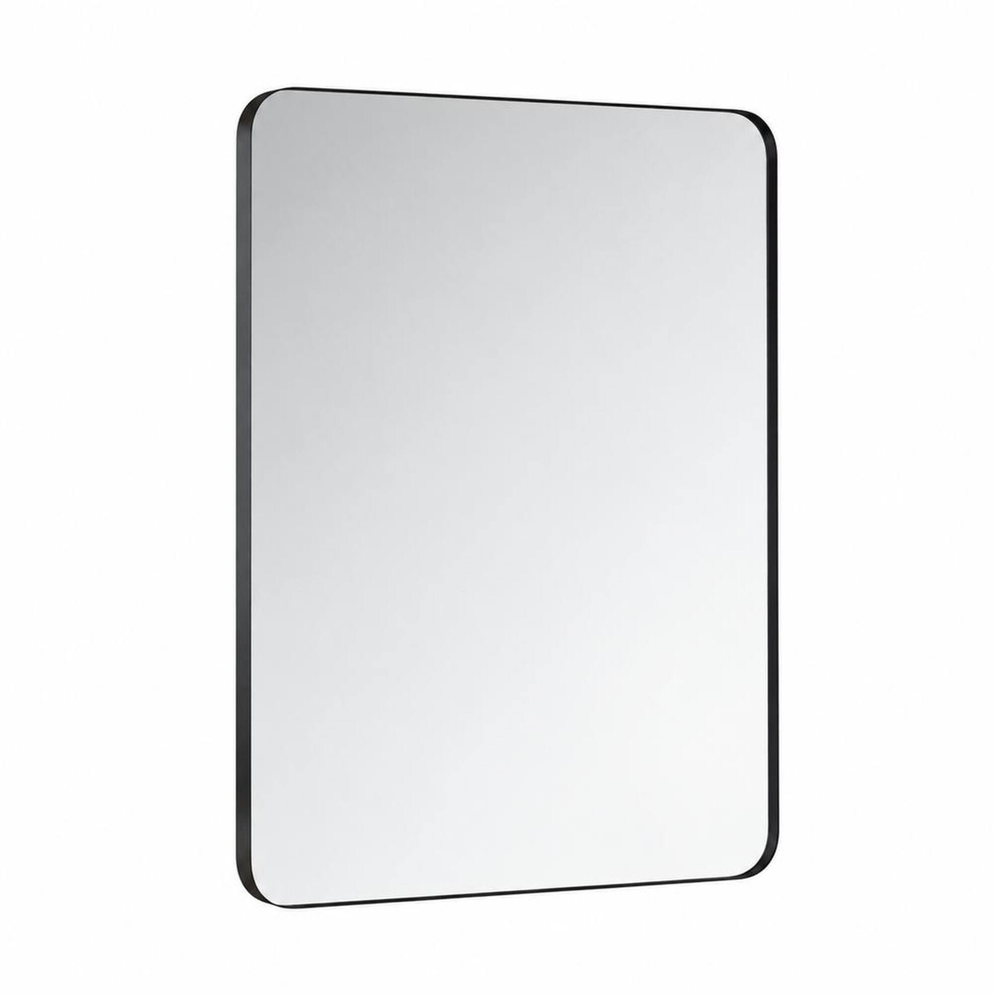 Front. RYHNUYNE - 24x36 Inch Black Rectangular Wall Mirror, Metal Framed, Modern Vanity Mirror for Bathroom, Bedroom, Living Room - Black.