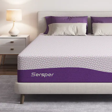 Front. Sersper - 10 in. Medium Firm Memory Foam Full Size Mattress - Purple&White.