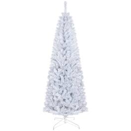 Homcom - Pencil Christmas Tree, Unlit Artificial Christmas Tree Slim Douglas Fir Xmas Tree with Realistic Branches, Halloween - White