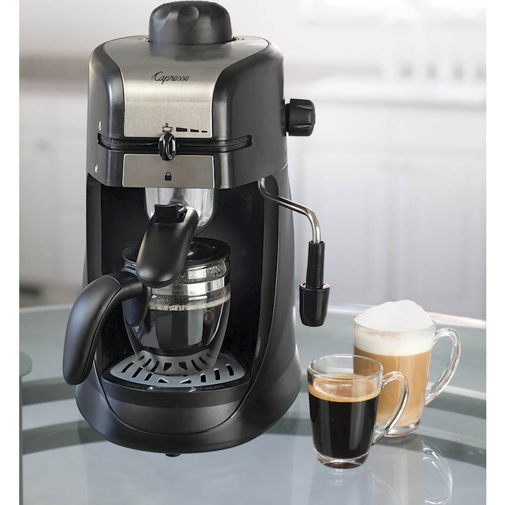 Steam Espresso Machine with Milk Frother, 1-4 Cup Expresso Coffee Maker,  Cappuccino Latte Machine Includes Carafe, No Apply to Use Ground Espresso  and Any Fine Ground Coffee 