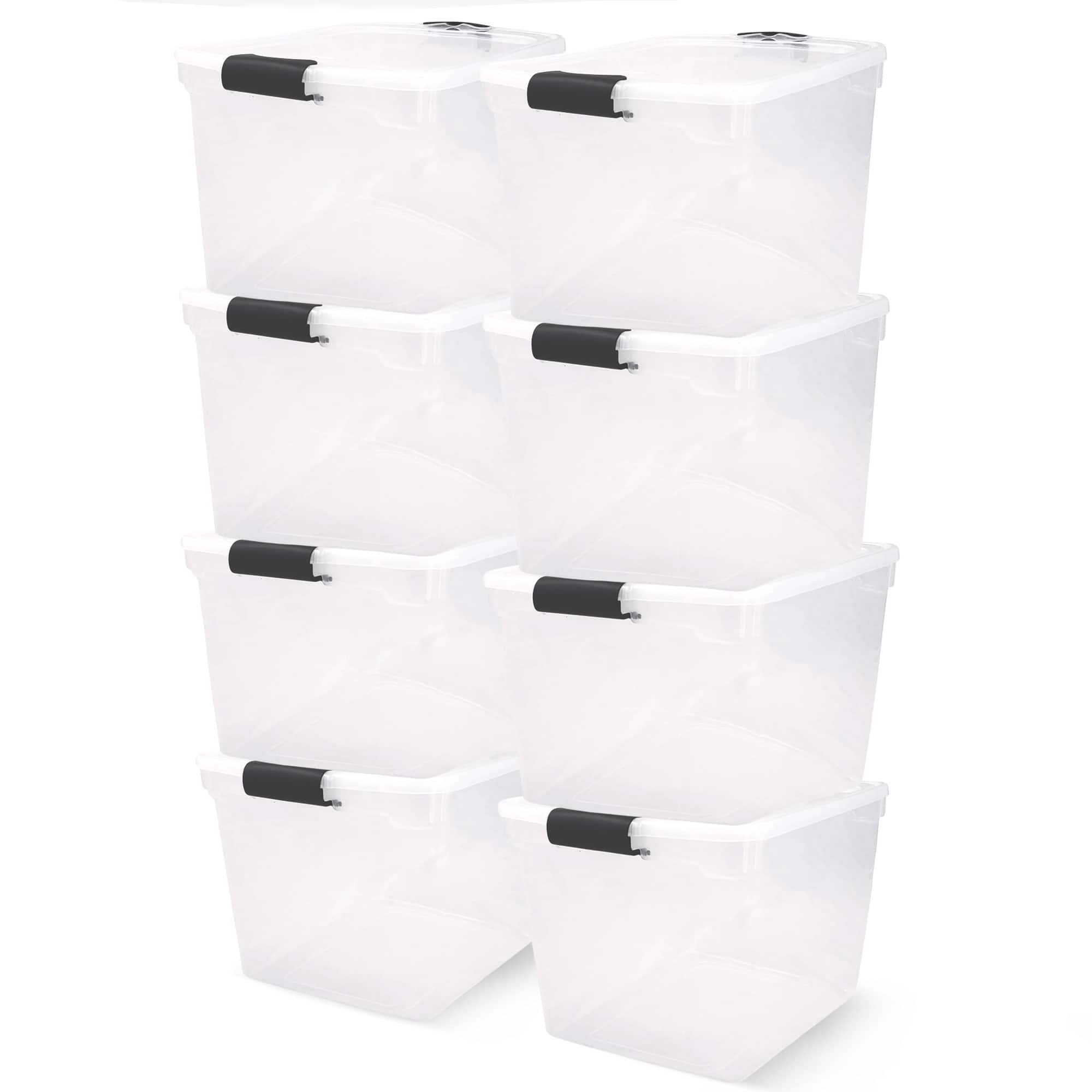 Homz - Secure Latch Large Clear Stackable Storage Container Bin, 31 Quart (8 Pack)