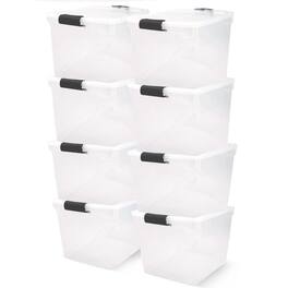 Homz - Secure Latch Large Clear Stackable Storage Container Bin, 31 Quart (8 Pack)
