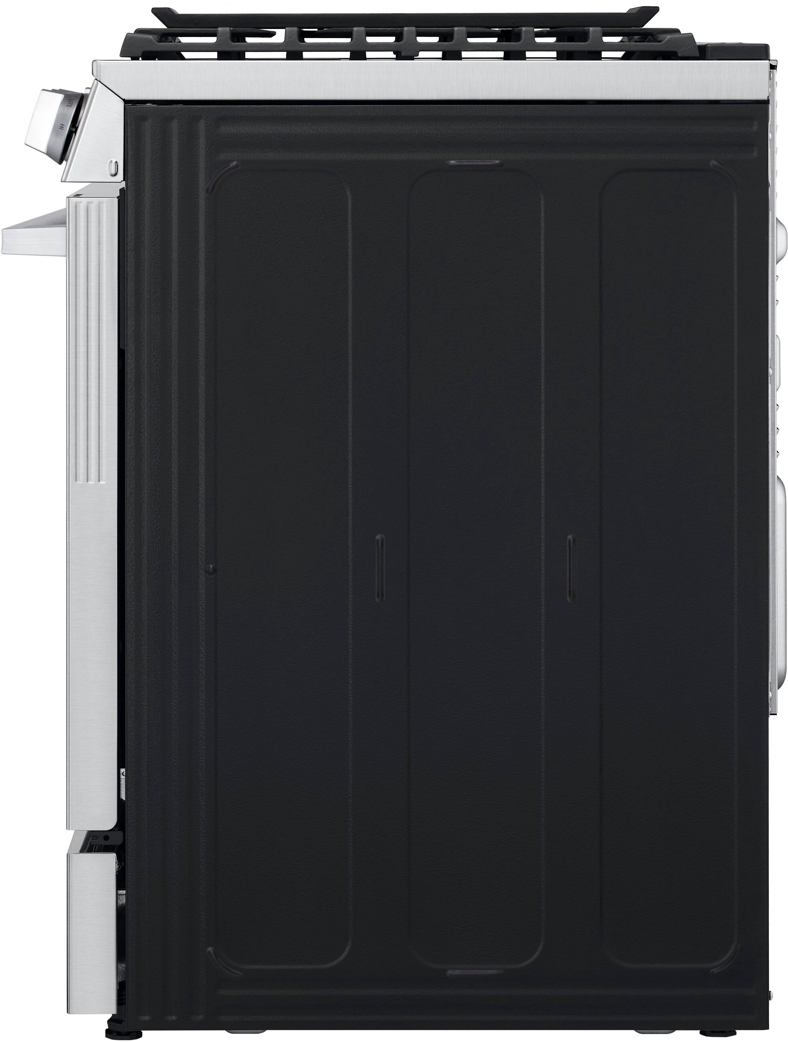 Alt View 27. LG - 6.3 Cu. Ft. Slide-In Gas True Convection Smart Range with EasyClean, Air Fry, and Flex Control Knobs - Printproof Stainless Steel.