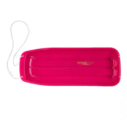 Front. Lucky Bums - Lucky Bums Kids 48 Inch 1 Person Plastic Snow Toboggan Sled with Pull Rope, Pink - Pink.