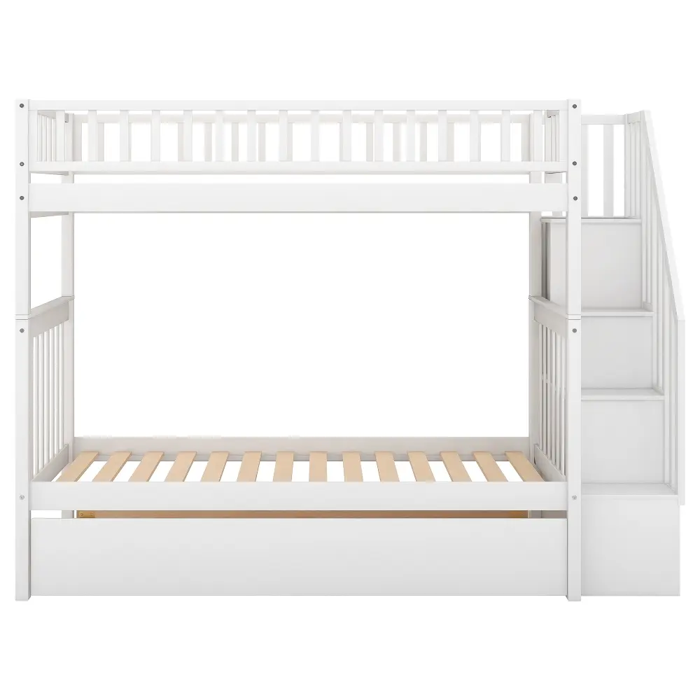 Alt View 6. Loheer - Loheer Twin Over Twin Bunk Bed with Trundle and Storage White - White.