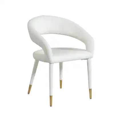 Front. Meridian Furniture - Destiny White Vegan Leather Dining Chair - White.