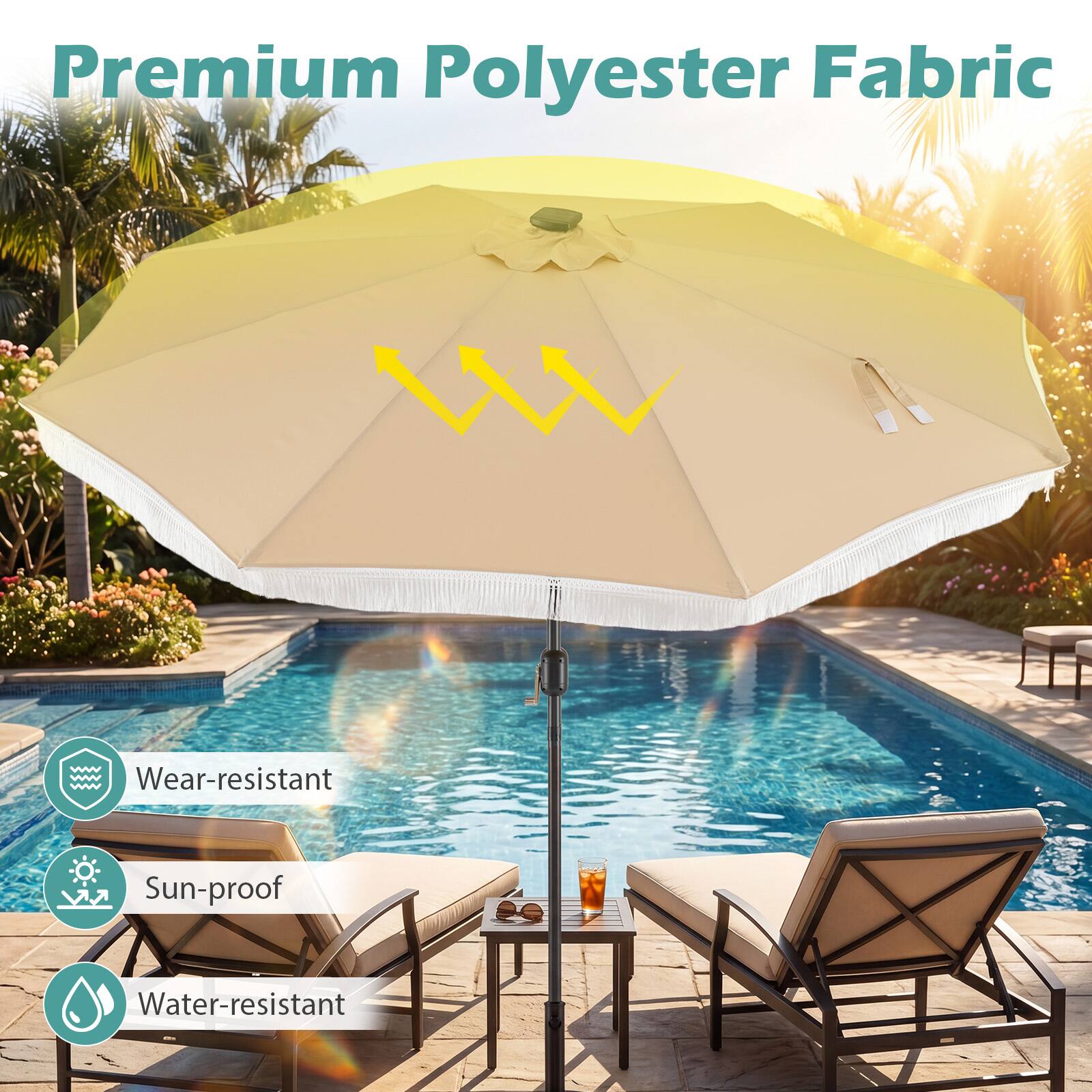 Premium Polyester Fabric

- Wear-resistant
- Sun-proof
- Water-resistant