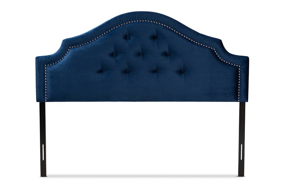 Angle. Baxton Studio - Cora Modern and Contemporary Velvet Fabric Upholstered Queen Size Headboard - Royal Blue.