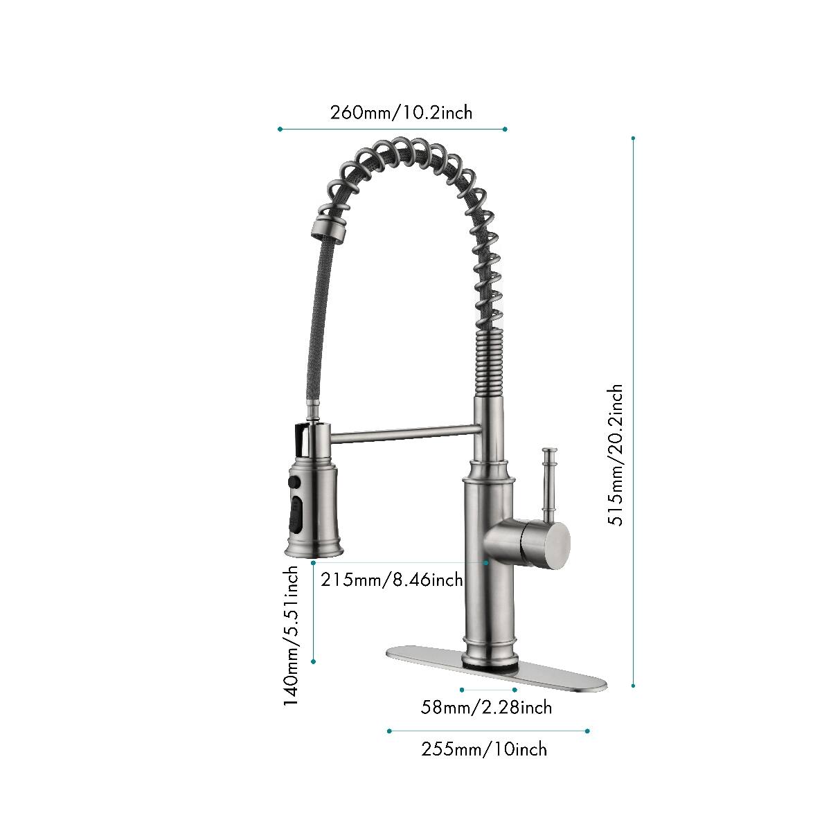260mm/10.2inch  
215mm/8.46inch  
140mm/5.51inch  
58mm/2.28inch  
255mm/10inch  
515mm/20.2inch