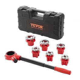 VEVOR - Ratchet Pipe Threader Kit, 1/4" NPT - 1-1/4" NPT Manual Ratcheting Pipe Threader, Portable Pipe Threading Tool Set - Orange + Black