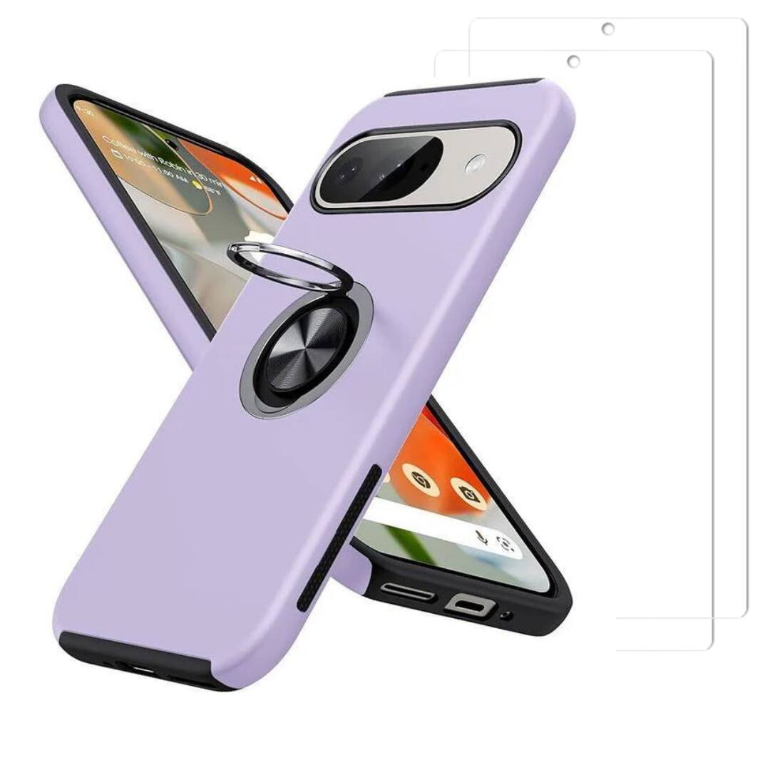 Front. Entronix - Entronix Pixel 9 Bundle - 360° Gripstand Case with 2 Clear Screen Protectors - Purple.