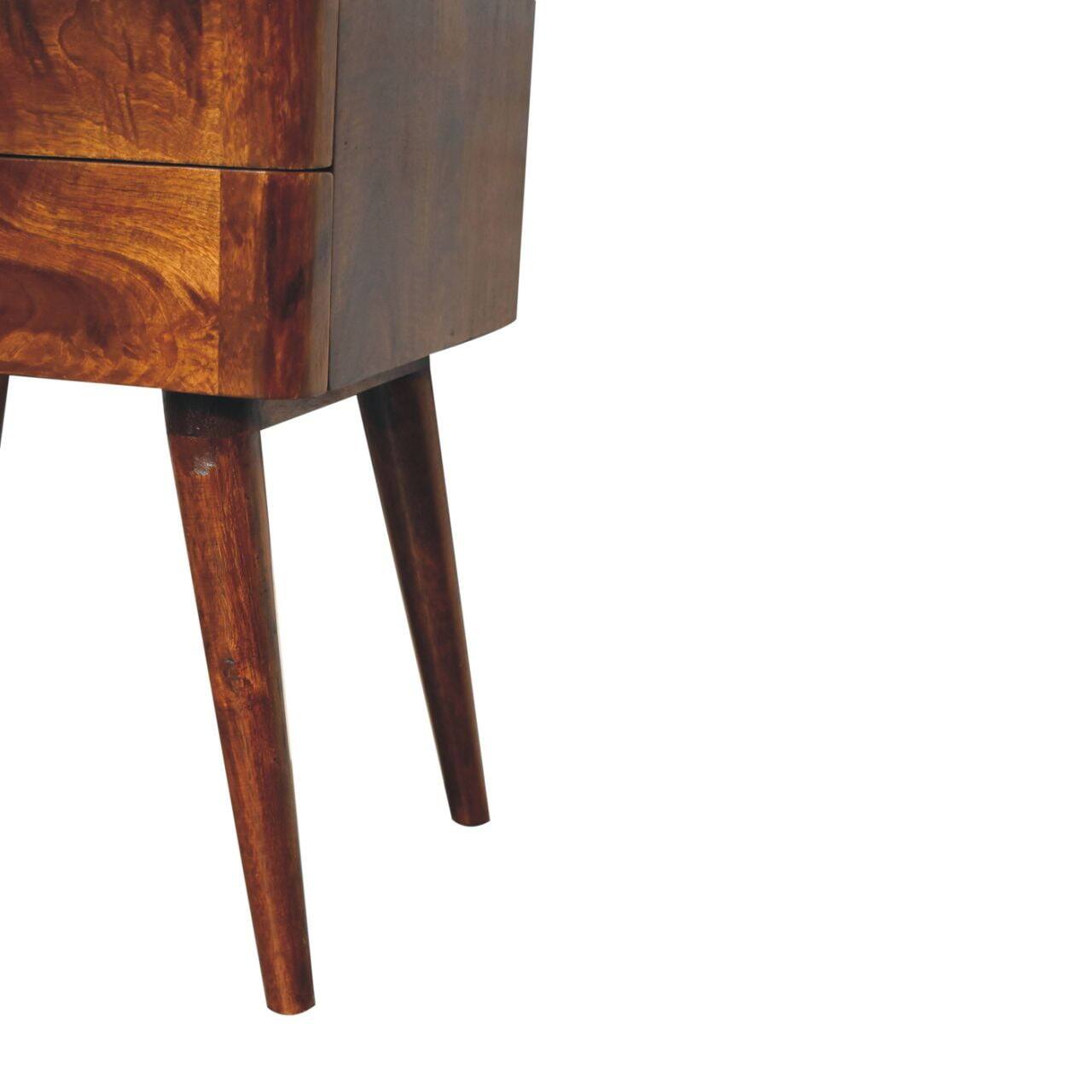 Alt View 4. Artisan Furniture - Artisan Furniture Solid Wood Chestnut T-Bar Nordic Nightstand, 2 Drawers, Nordic legs, Dark Brown - Chestnut.