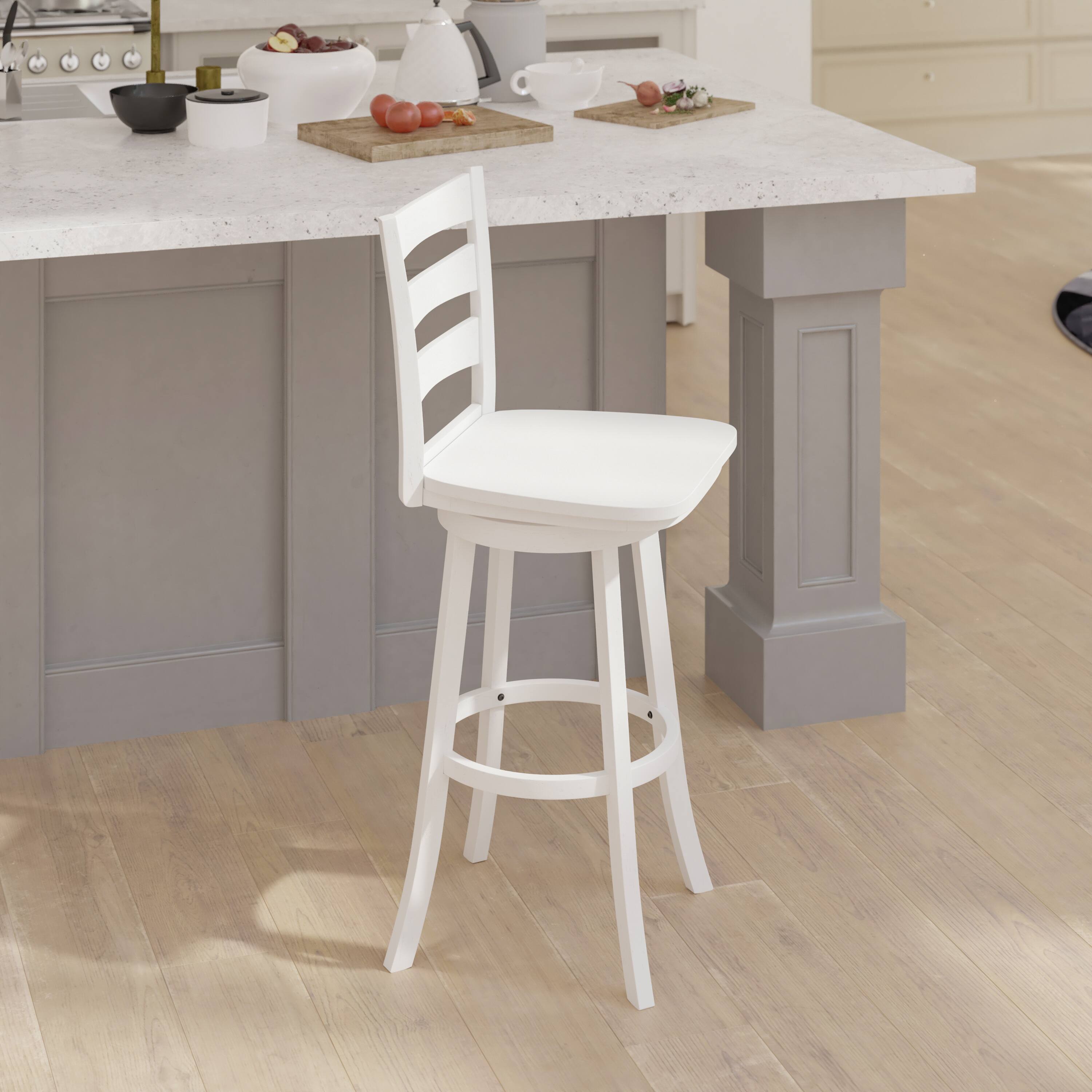 Alt View 3. Emma + Oliver - Vanya Classic Ladderback Counter Height Dining Stool with Wood Seat - White Wash.