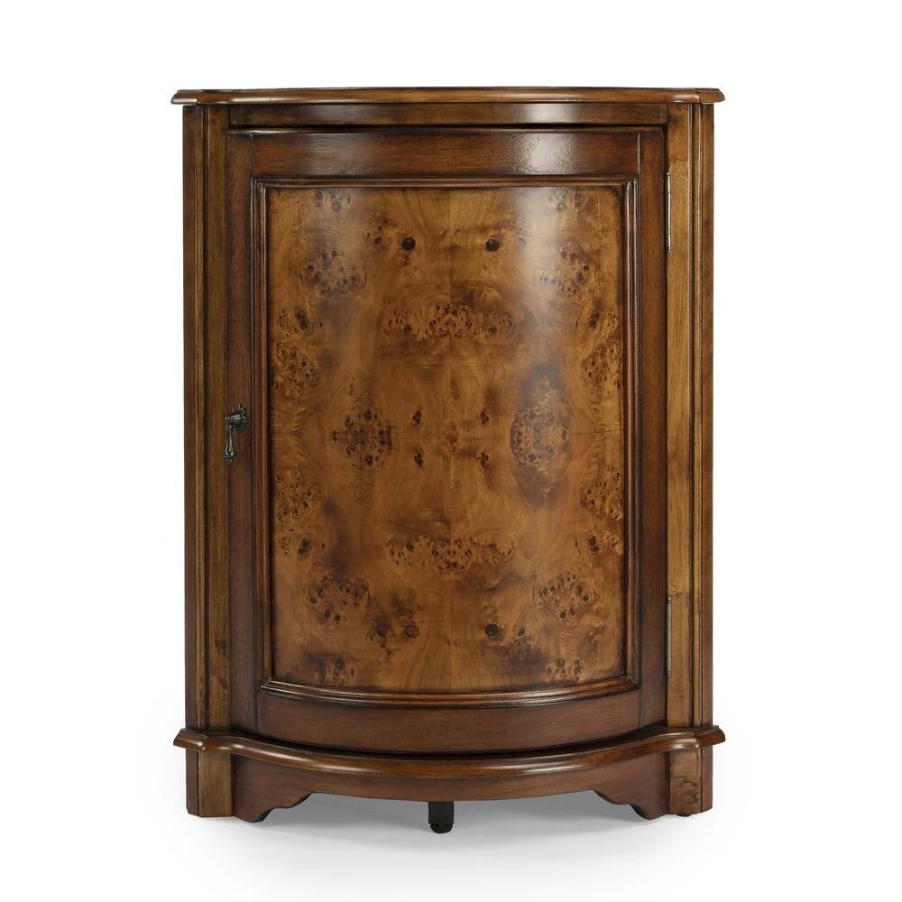 Angle. Starlight Canyon Home - Medium Brown Small Corner Cabinet with Doors for Storage and Display - Medium Brown.