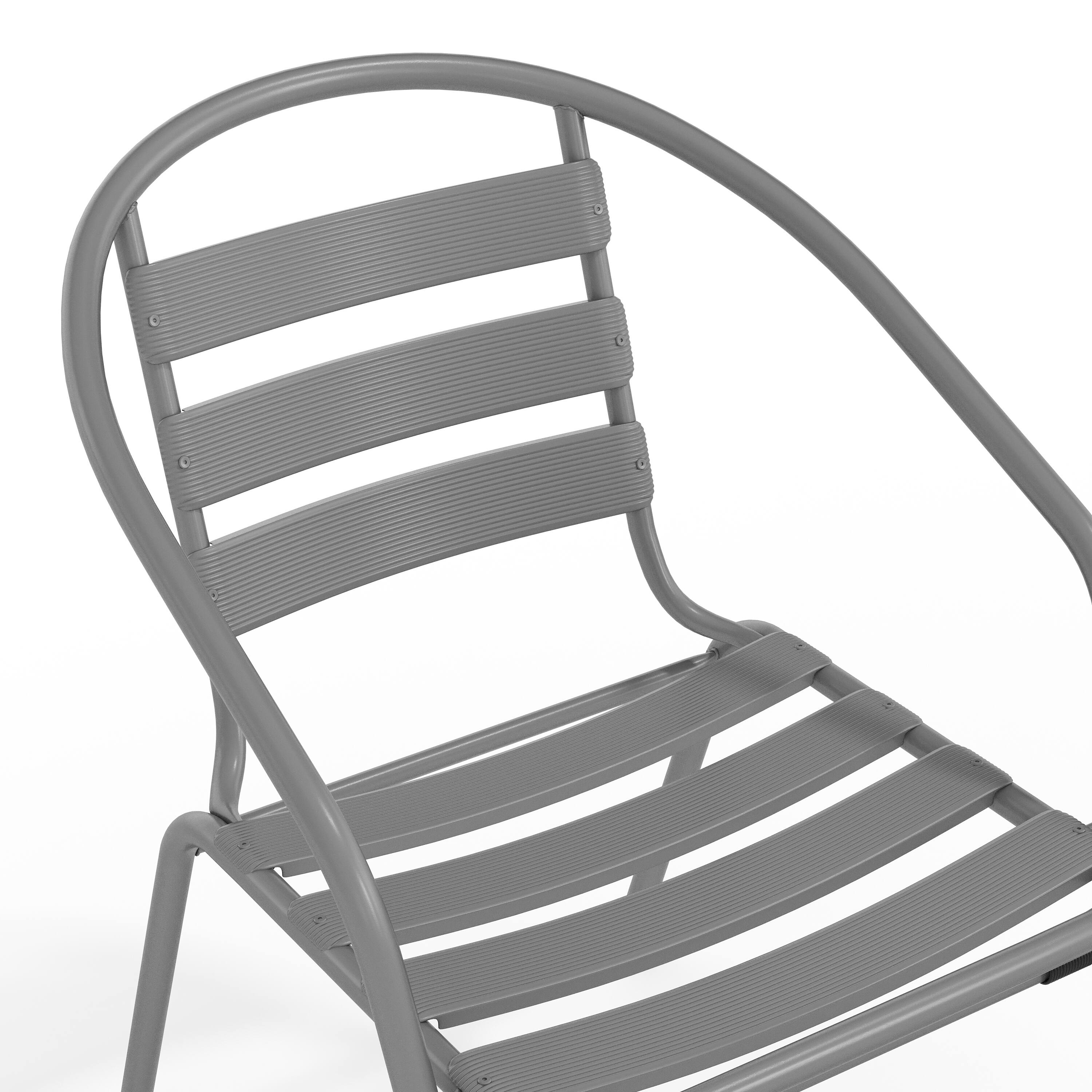 Alt View 10. Emma + Oliver - Metal Restaurant Dining Stack Chair with Aluminum Slats - Silver.