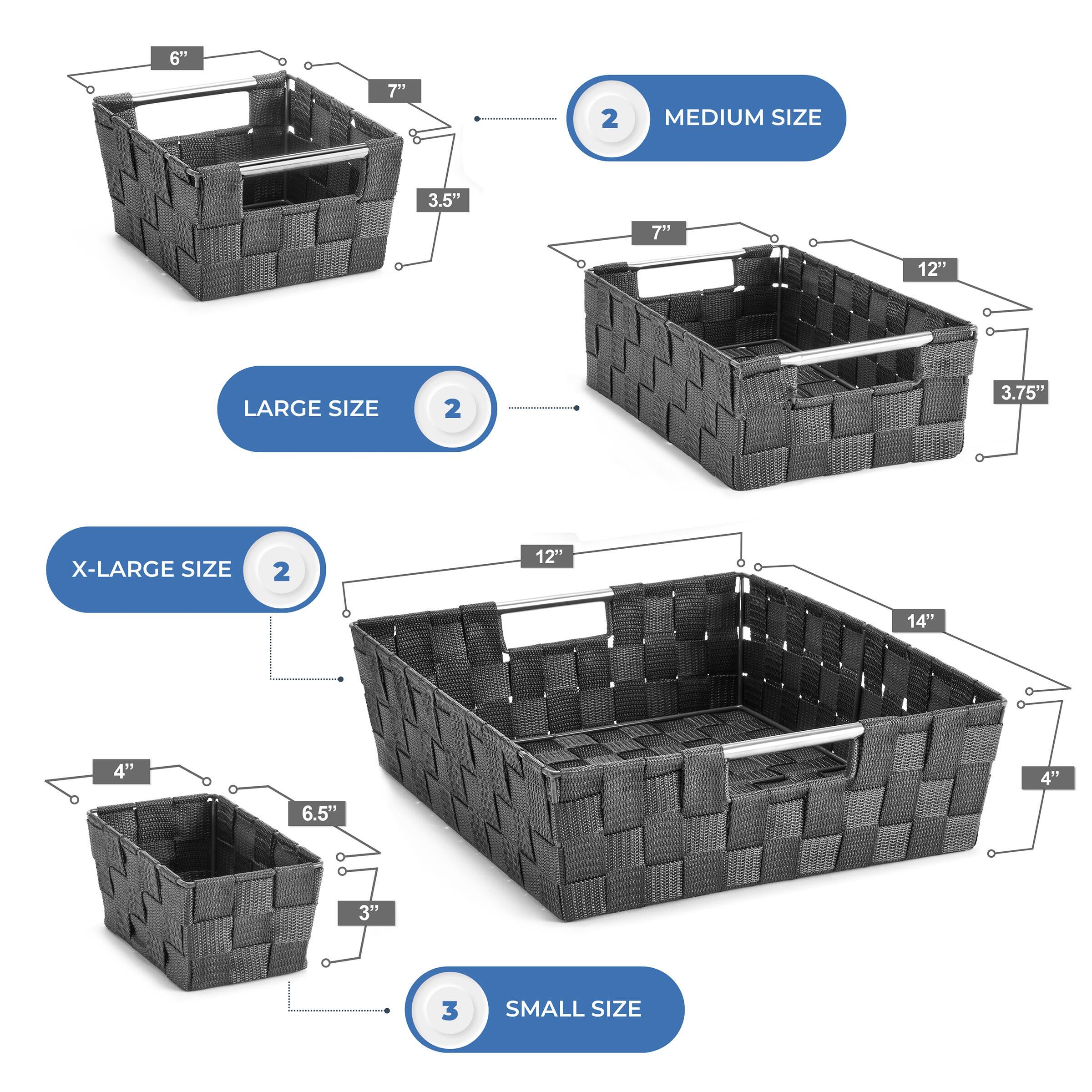 - **MEDIUM SIZE**
  - 6" x 7" x 3.5"
  - 2

- **LARGE SIZE**
  - 7" x 12" x 3.75"
  - 2

- **X-LARGE SIZE**
  - 12" x 14" x 4"
  - 2

- **SMALL SIZE**
  - 4" x 6.5" x 3"
  - 3