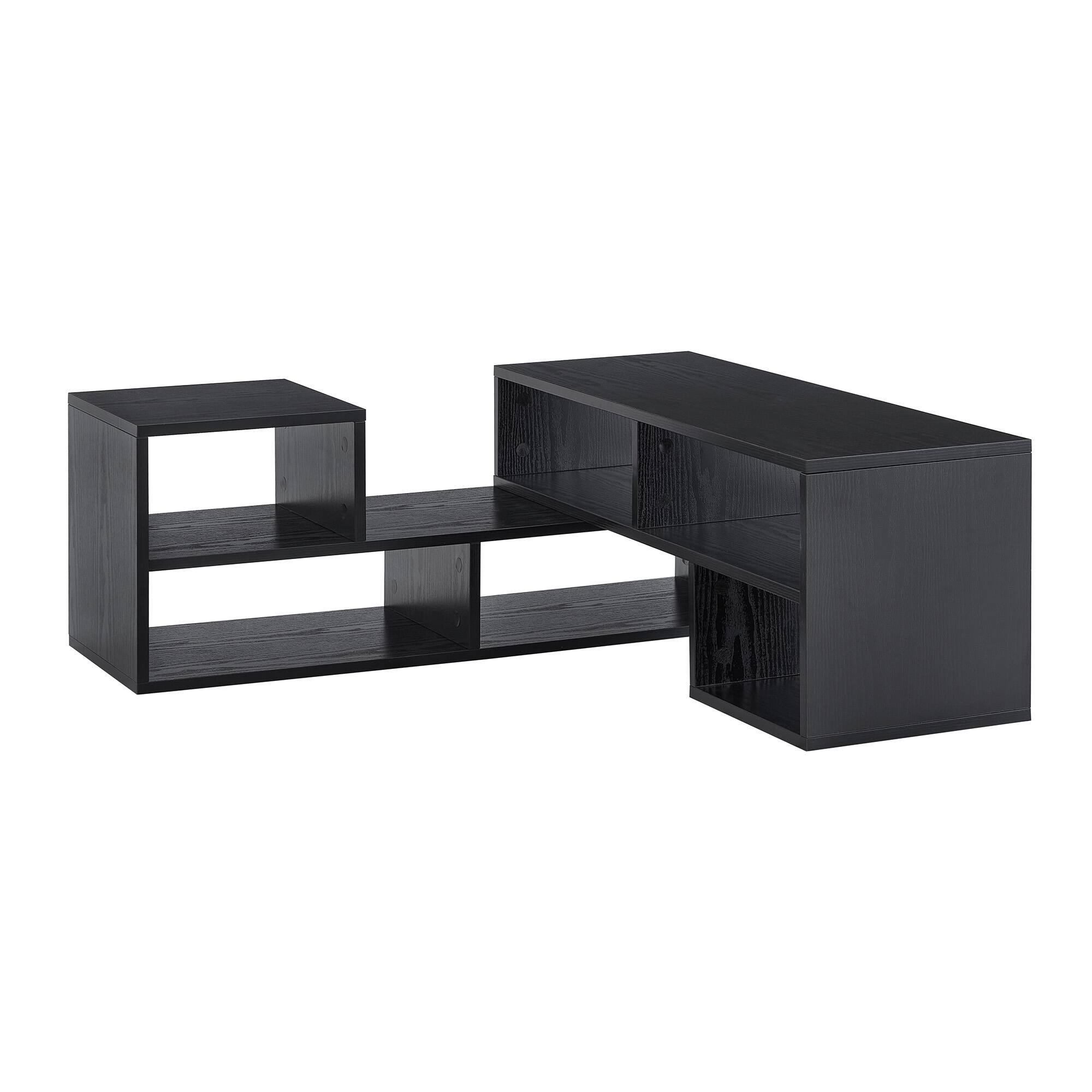 Alt View 8. Loheer - Loheer- Adjustable Modular TV Stand Black Open Storage Console 0.98ft W x 1.12ft H Modern Media Shelf For Living Room - Black.