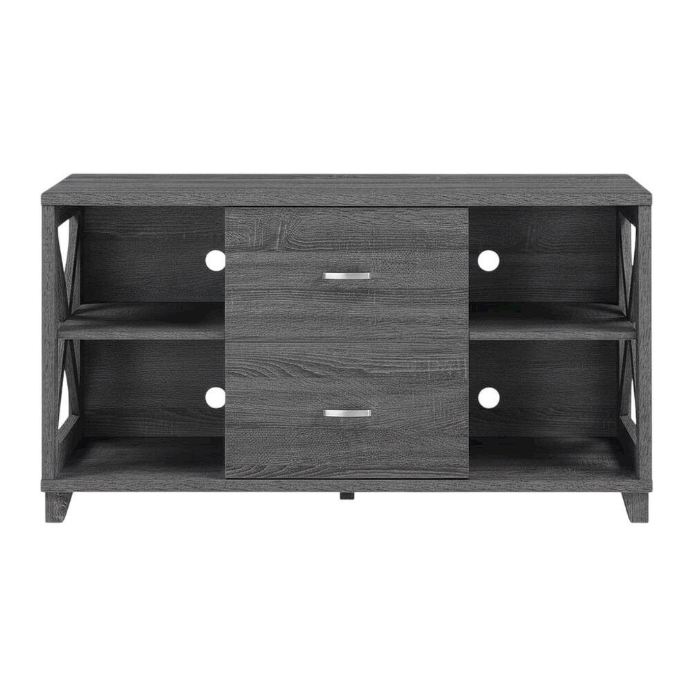Alt View 3. FurniFact - Gray Oxford Deluxe TV Stand with 2 Drawers and Shelves for 55-Inch Screens - Gray.