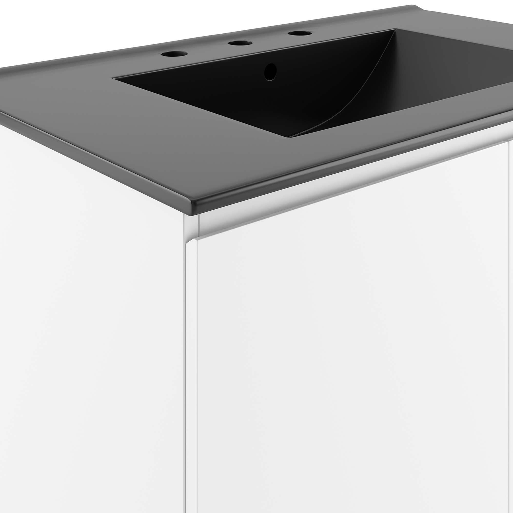 Alt View 5. Modway - Bryn Wall-Mount Bathroom Vanity Basin Included - White Black.