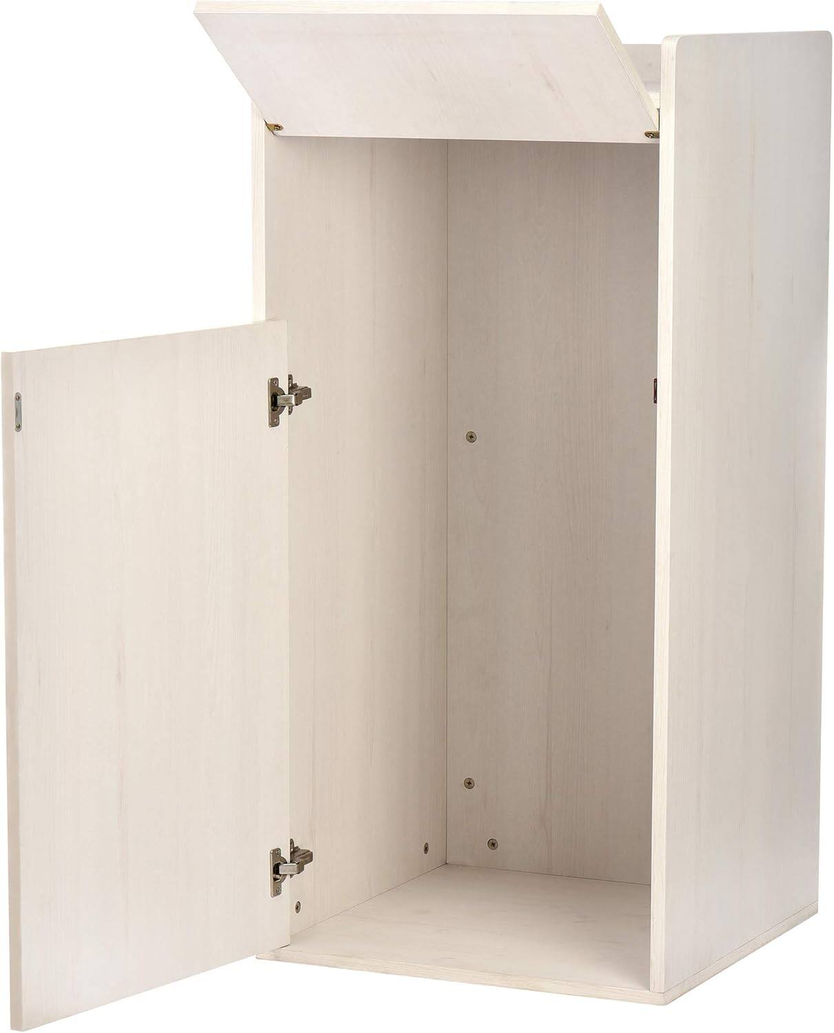 Back. Alpine Industries - 40 Gallon Wood Food Tray Top Trash Can Receptacle Enclosure - White.