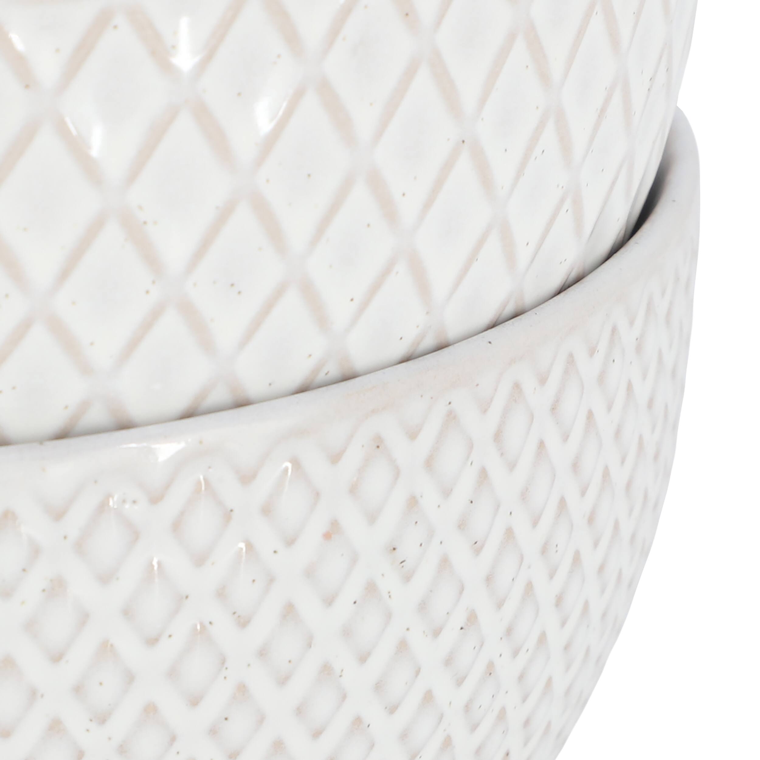 Alt View 4. Gibson - Gibson Elite Earlhart 2 Piece 6 Inch Ribbed Stoneware Cereal Bowl Set in White - White.