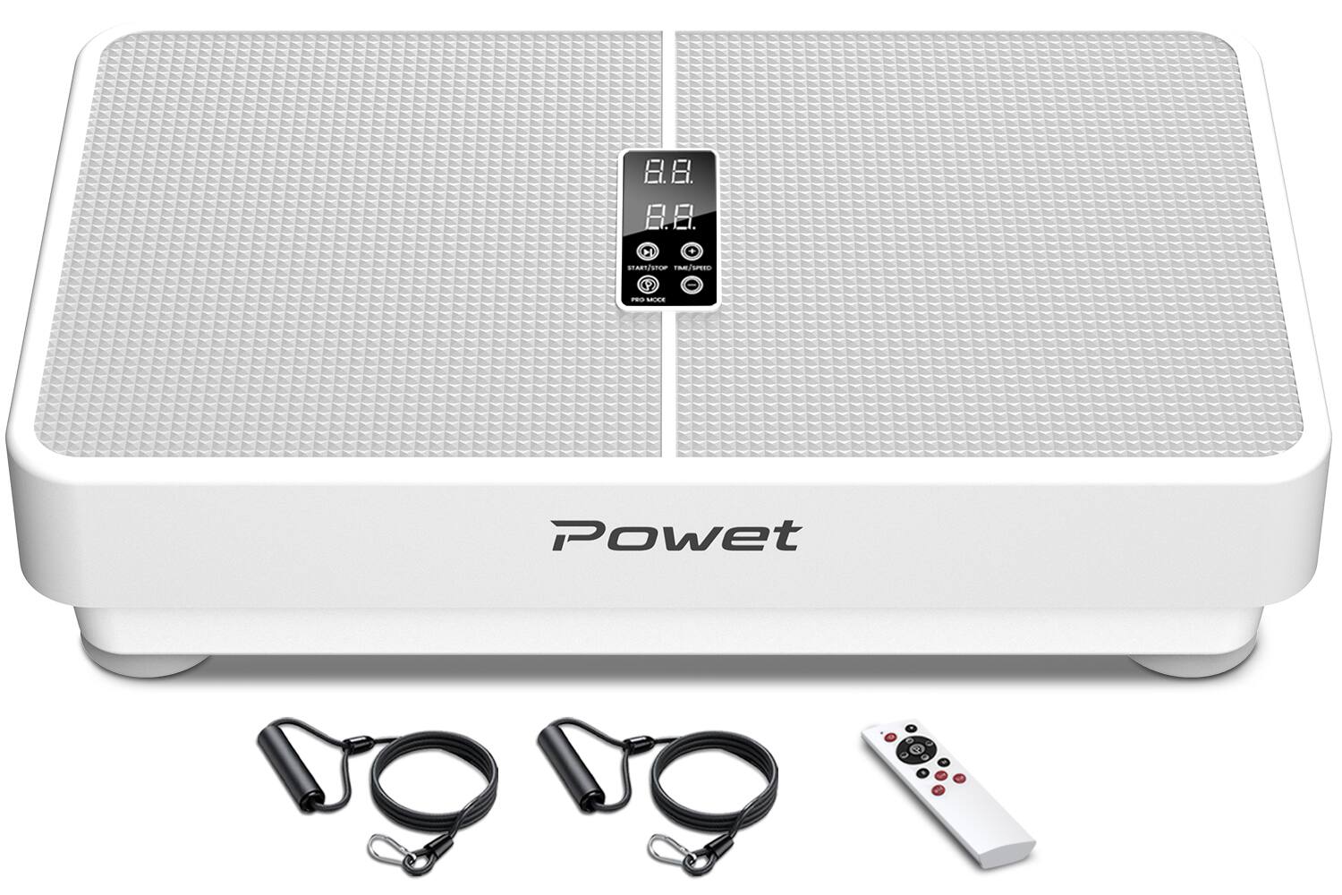 KERDOM - Vibration Plate Full Body Shaker, Low Noise Wide Yoga Waver Rocking Machine with Jump Ropes, Emergency Stop Button - White