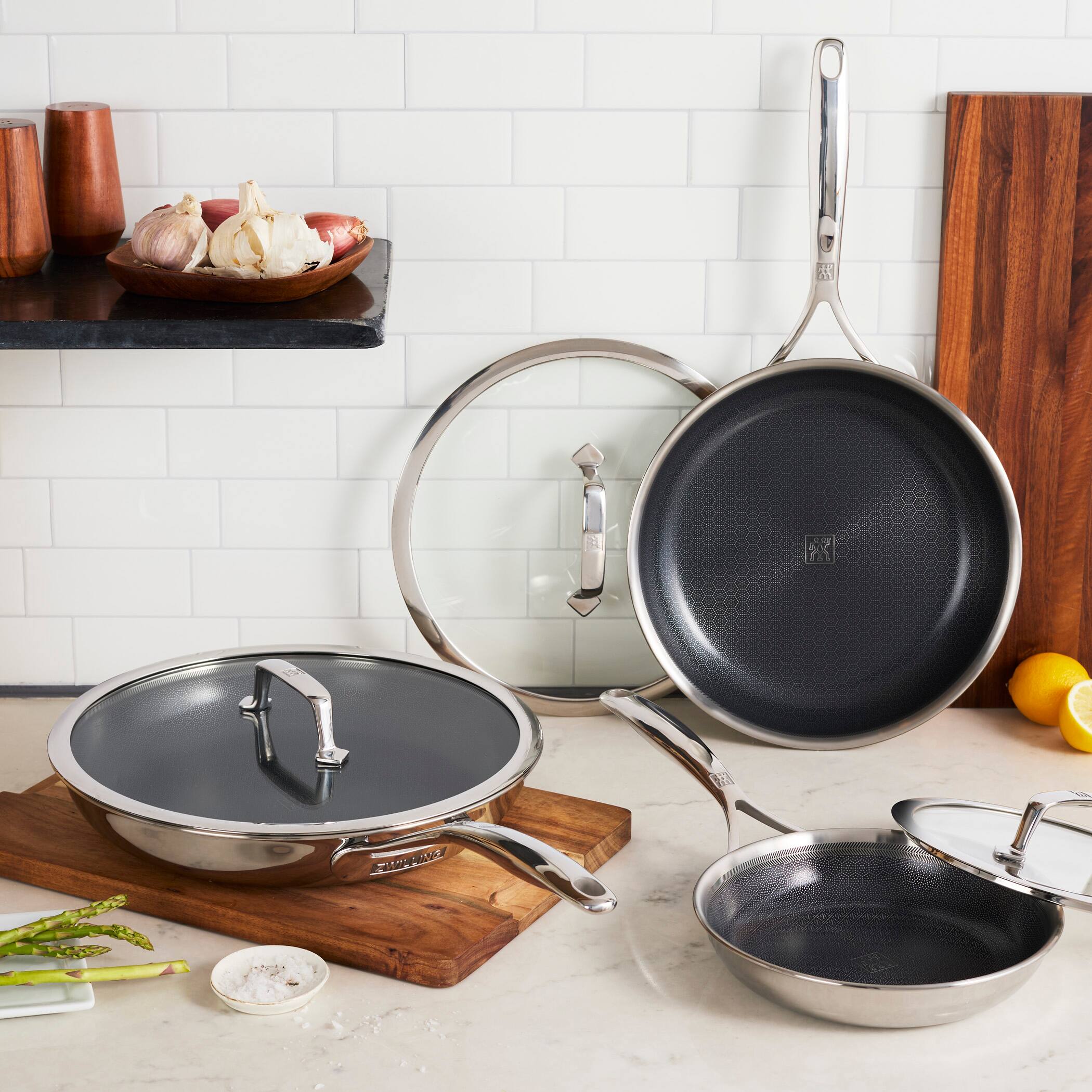 Alt View 2. ZWILLING - ZWILLING Peak 6-pc Stainless Steel Ceramic Nonstick Dual Performance Fry Pan Set - Stainless Steel.