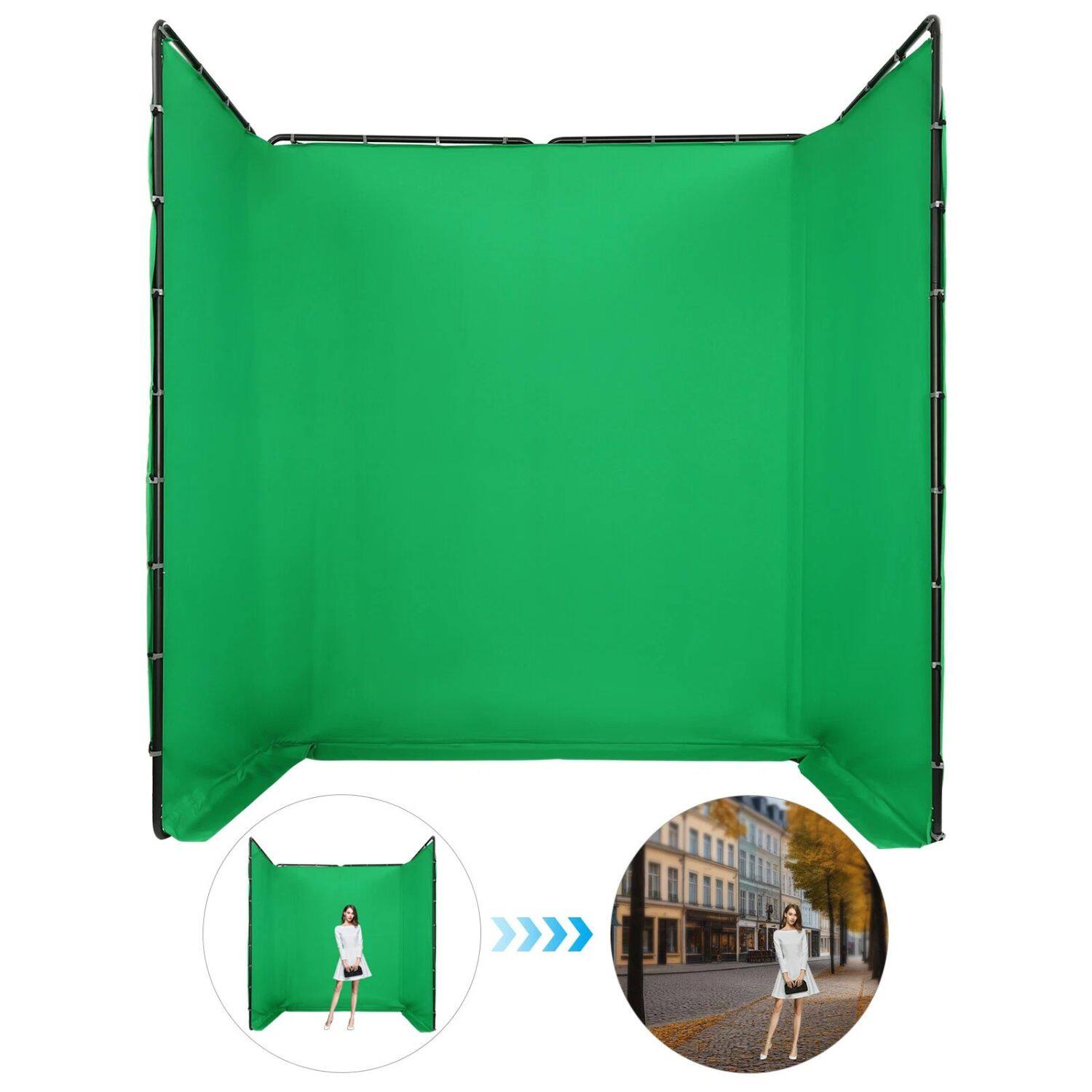 Angle. Stock Preferred - 13.12 x 7.87 ft Photography Backdrop Stand Kit with Green Screen Cloth.