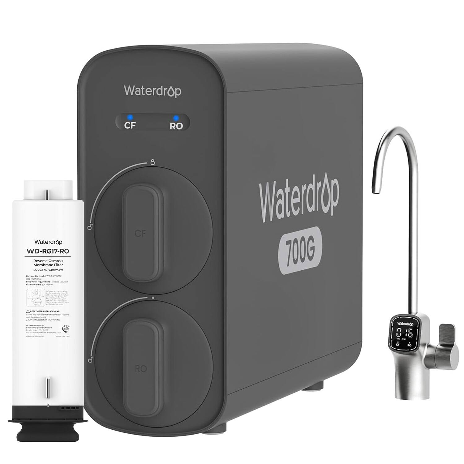 Waterdrop - G5P700 Reverse Osmosis Water Filter, NSF/ANSI 372 Certified, 700G Fast Flow Reverse Osmosis System, 7 Stage RO - Black price history on PriceWatchPro