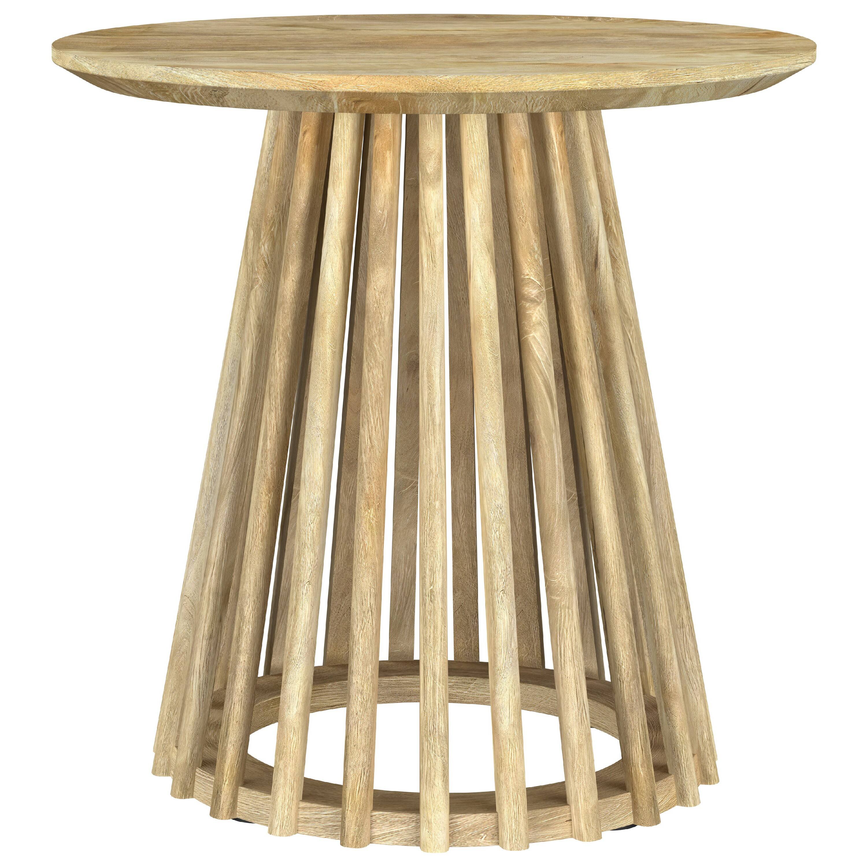Alt View 2. Manhattan Lane - Trey Round End Side Table, Spindle Pedestal, Natural Mango Wood 22 Inch - Natural Mango Brown.