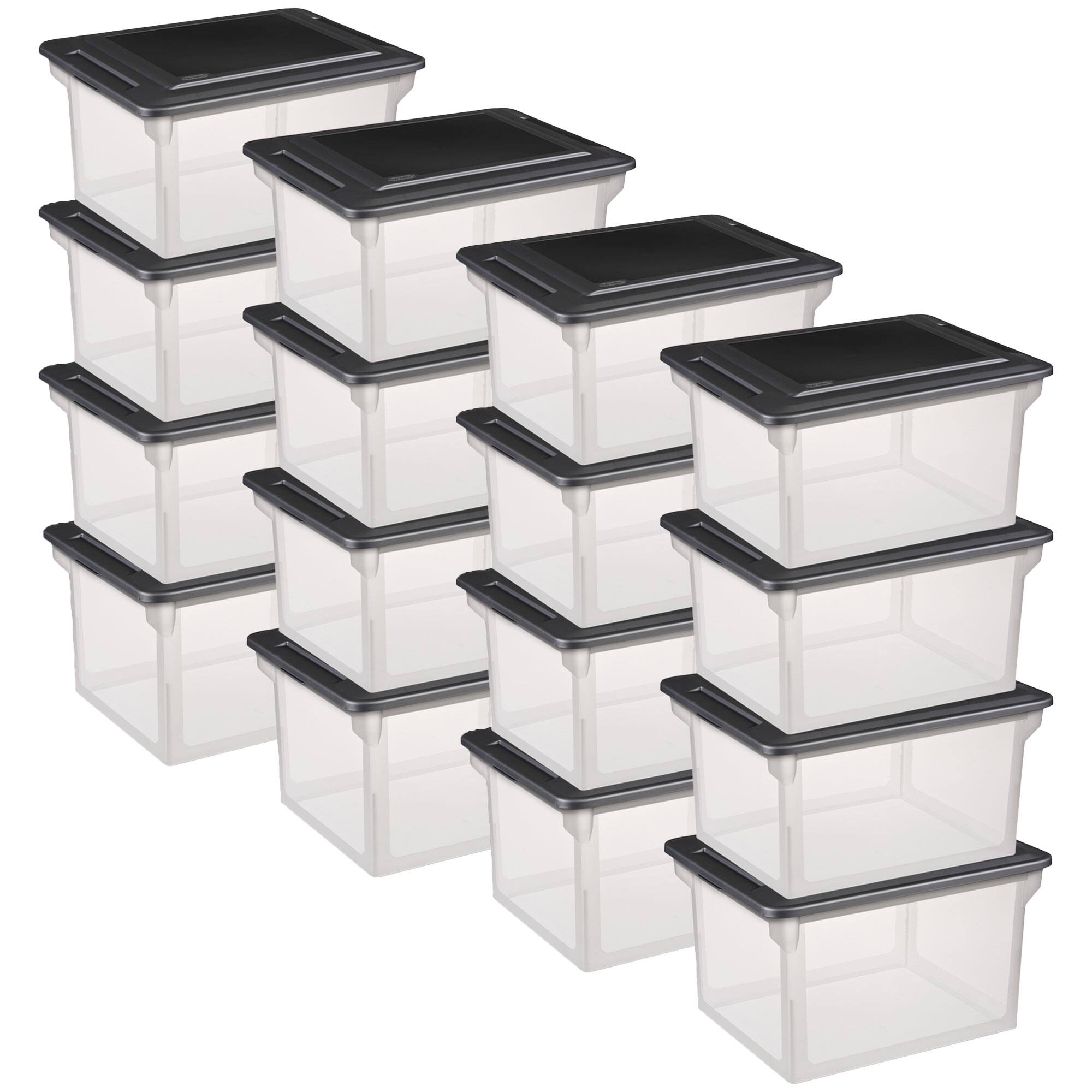 Front. Sterilite - Sterilite 18689004 Versatile Clear Organizing Storage File Box w/ Lid (16 Pack) - Clear.