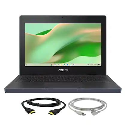 Front. ASUS - ASUS Chromebook CR11 11.6'' Ruggedized Laptop 4GB RAM, 64GB eMMC (Grey) + Cables - Mineral Grey.