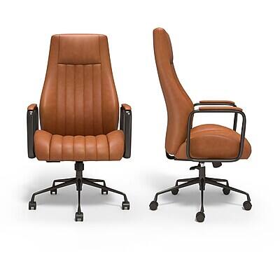 Alt View 4. Staples - Staples® Laconia Ergonomic Leather Swivel Manager Chair, Brown (HLC-3932) - Brown.