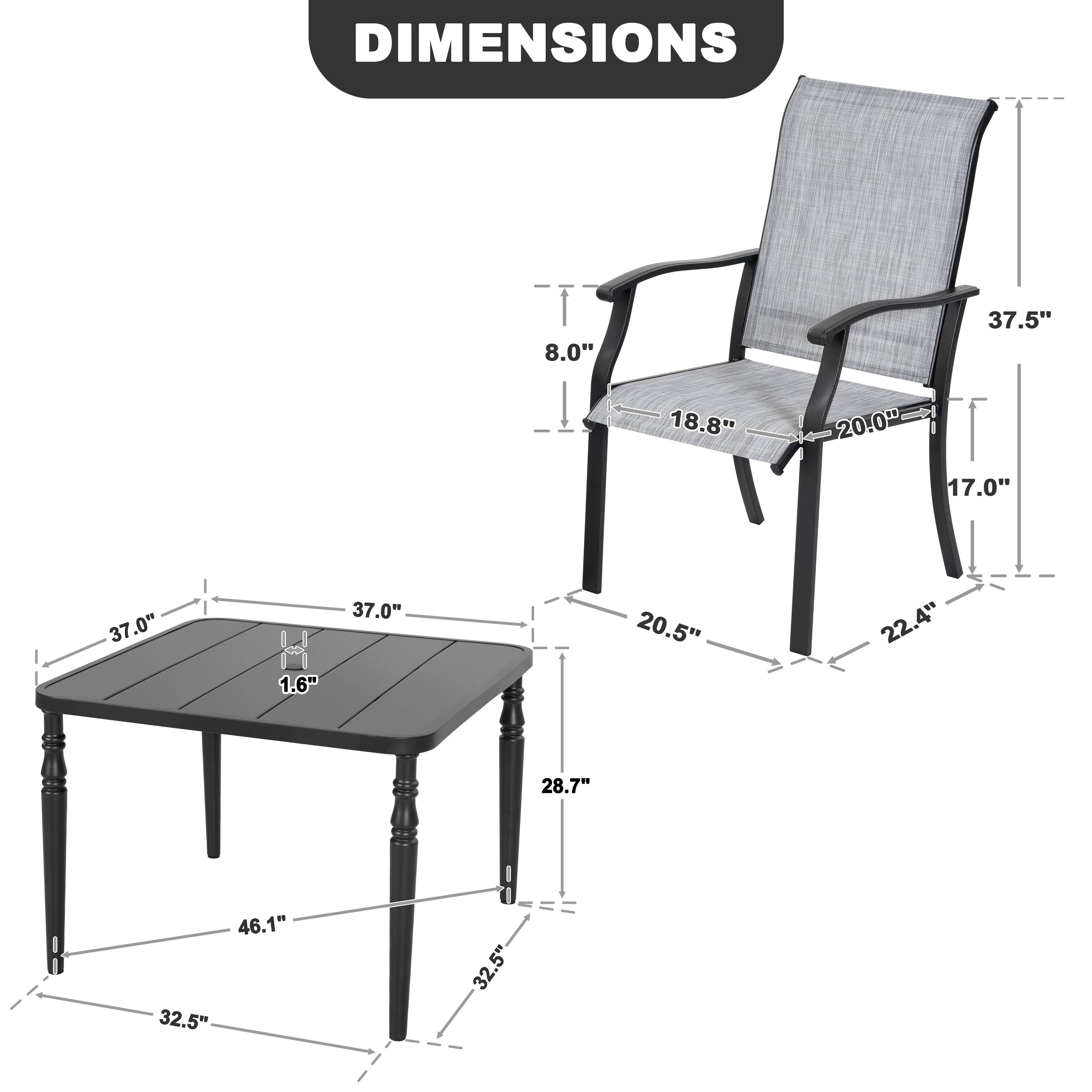 DIMENSIONS

- 8.0"
- 37.5"
- 18.8"
- 20.0"
- 17.0"
- 37.0"
- 1.6"
- 37.0"
- 20.5"
- 22.4"
- 28.7"
- 46.1"
- 32.5"