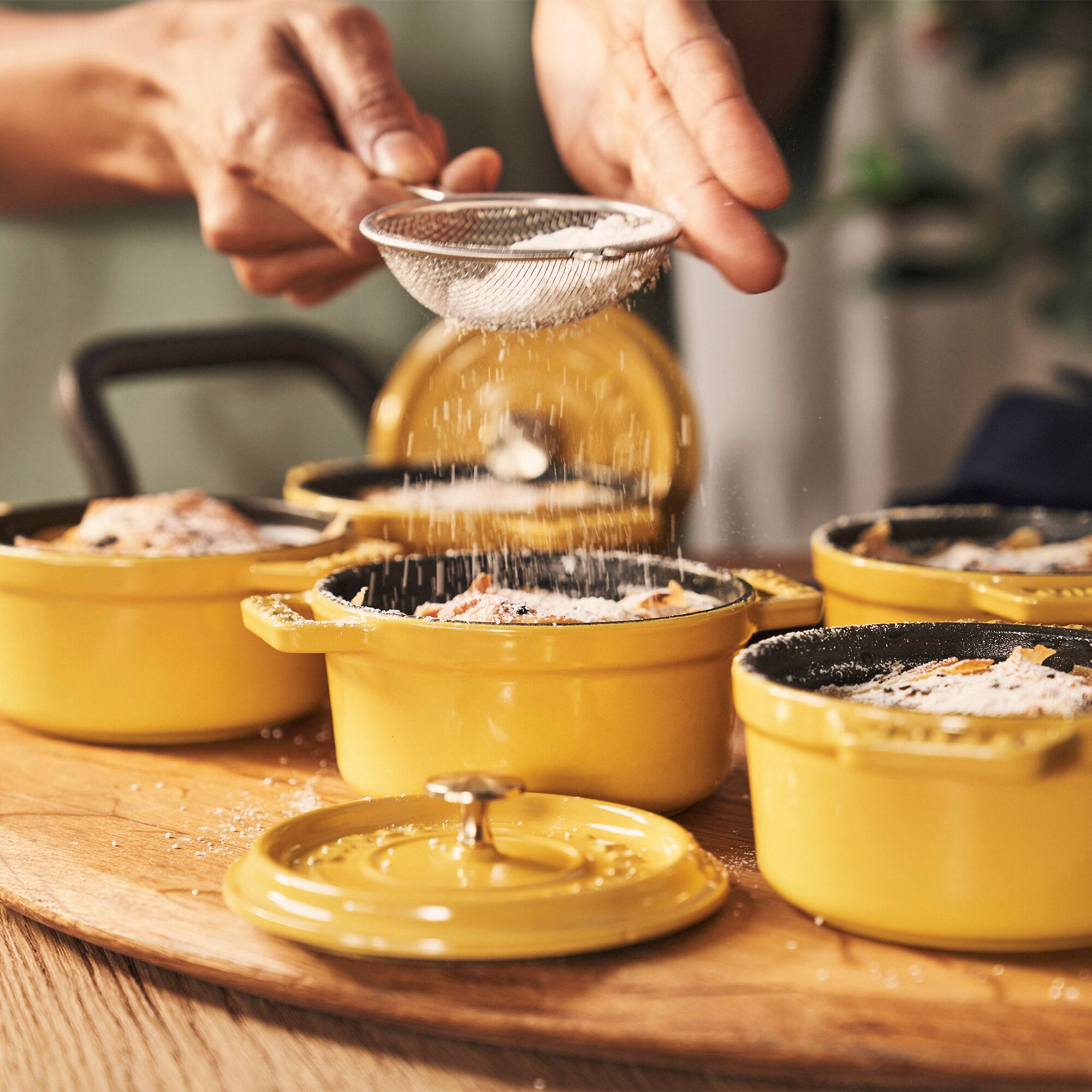 Staub - Cast Iron Mini Round Cocotte, Dutch Oven, 0.25-quart, serves 1, Made in France - Citron - Thumbnail 5