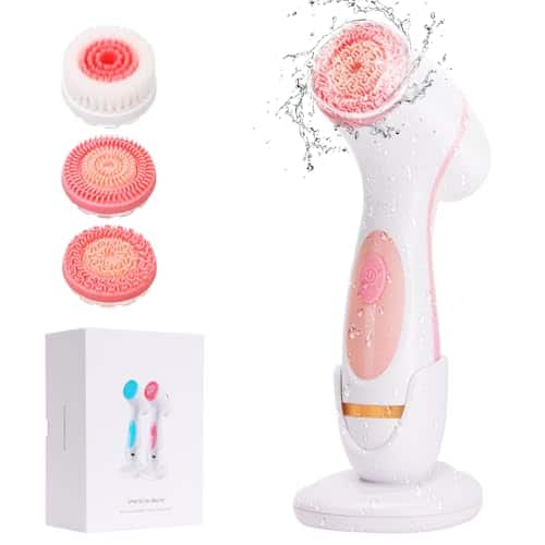 Vulpecula Spade - Facial Cleansing Brush, 3 in 1 Electric Face Scrubber with 3 Brush Heads for Women/Men, Waterproof Rechargeable Face