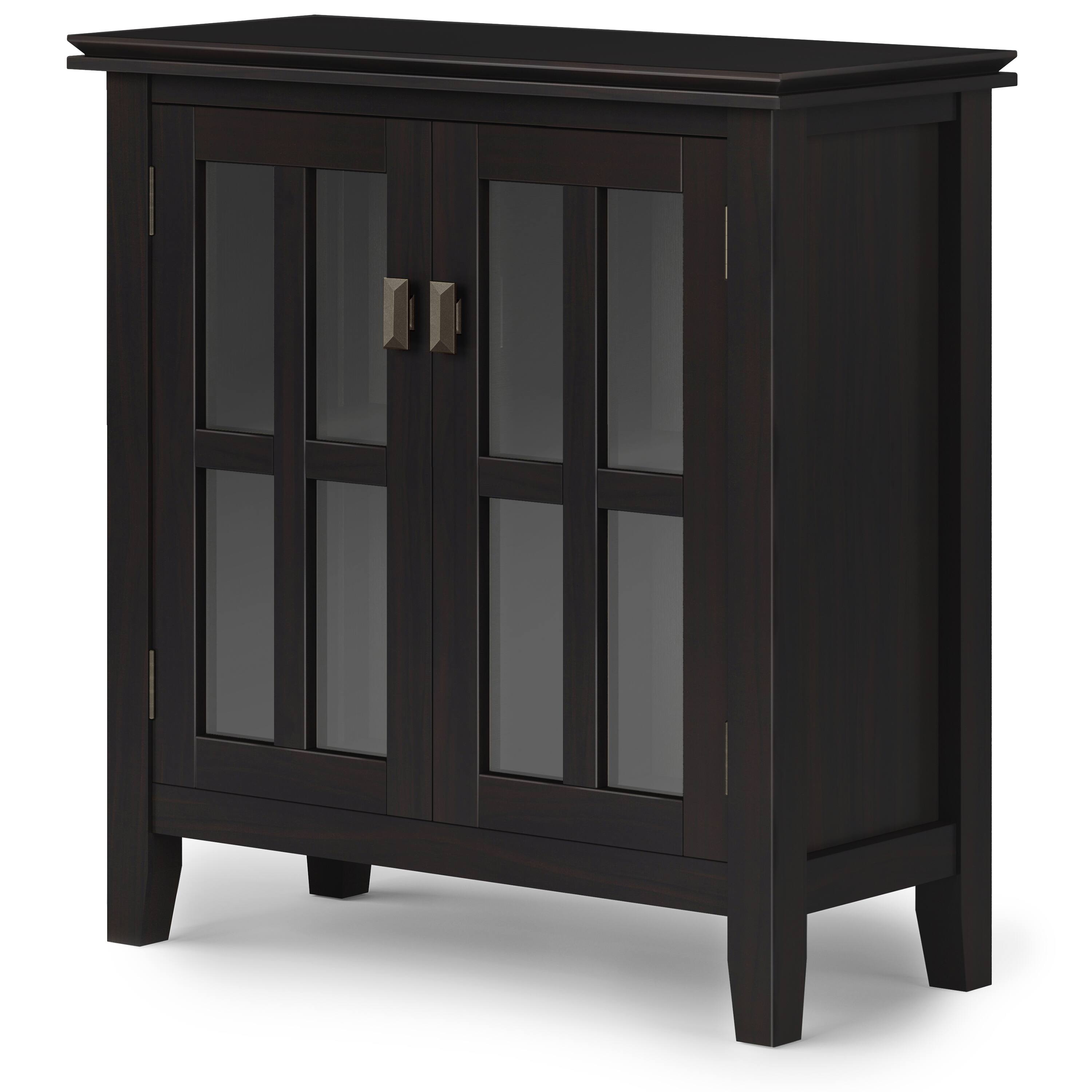 Angle. Simpli Home - Artisan Low Storage Cabinet - Hickory Brown.