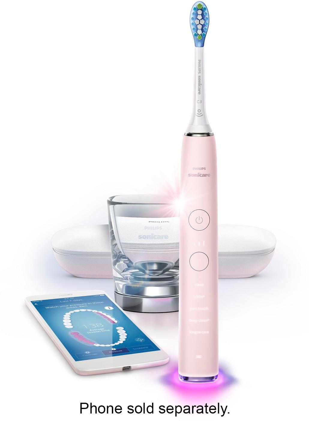 Left View: Philips Sonicare - DiamondClean Smart 9500 Rechargeable Toothbrush - Pink