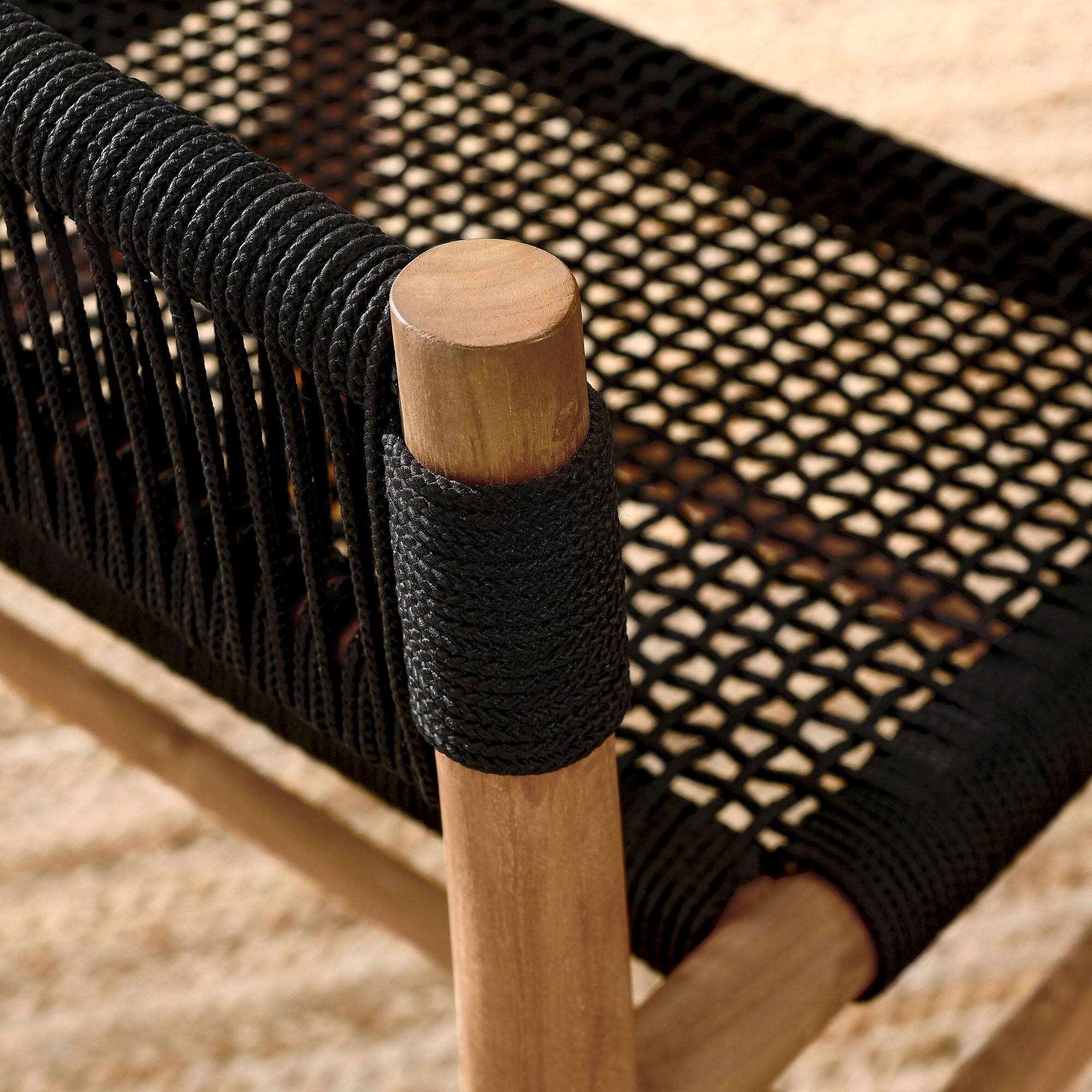 Alt View 1. Modway - Vienna Outdoor Patio Teak and Rope Curved-Back Dining Armchairs Set of 2 by Modway - Natural Black.